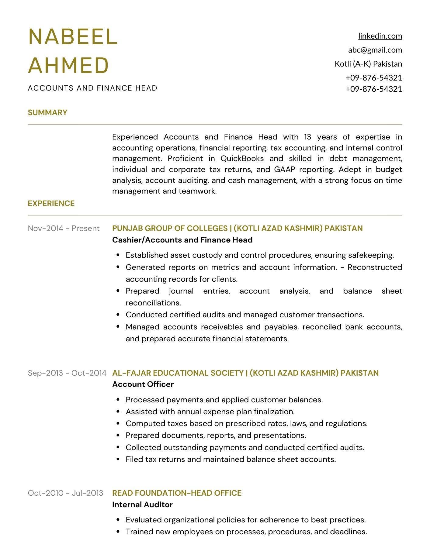 ATS Resume Sample